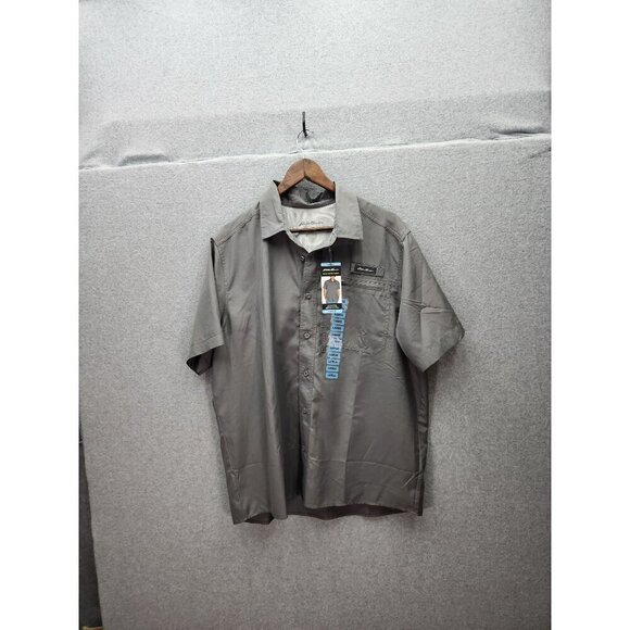 Eddie Bauer Mens Tech Woven Short Sleeve Shirt Large Gray NWT - Picture 1 of 6